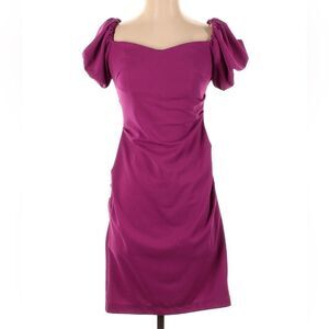 DB Studio Burgundy crepe sheath with puff sleeves Cocktail Dress size 18 NWT